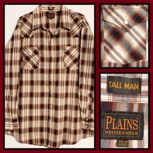 Plains Western Snap TALL MAN Plaid Shirt 2XLT